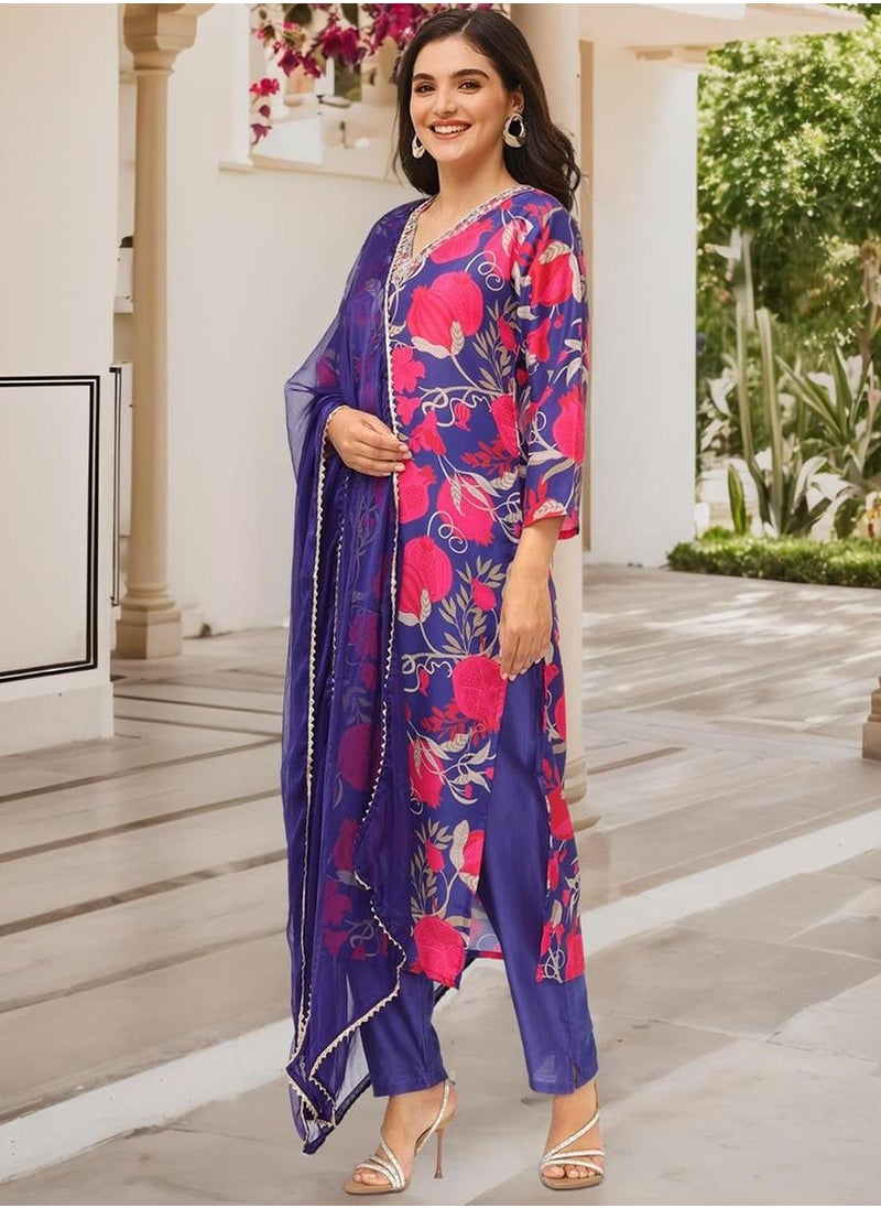 Women NAVY 3 pcs (Kurta with Dupatta)