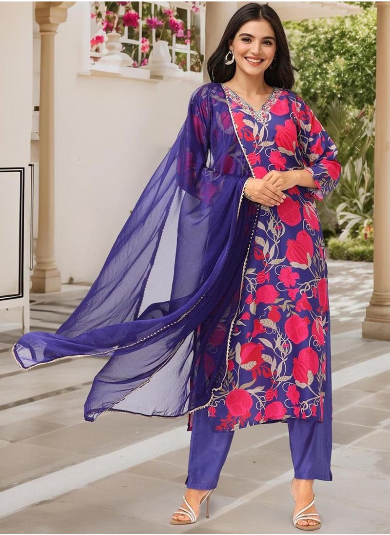 Women NAVY 3 pcs (Kurta with Dupatta)