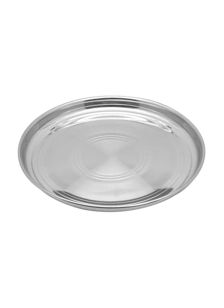 STAINLESS STEEL SILVER TOUCH THALA DINNER PLATE, 35 CM , SILVER, STT016, DINNER PLATE , SERVEWARE , SERVING PLATE , RICE PLATE - Grey