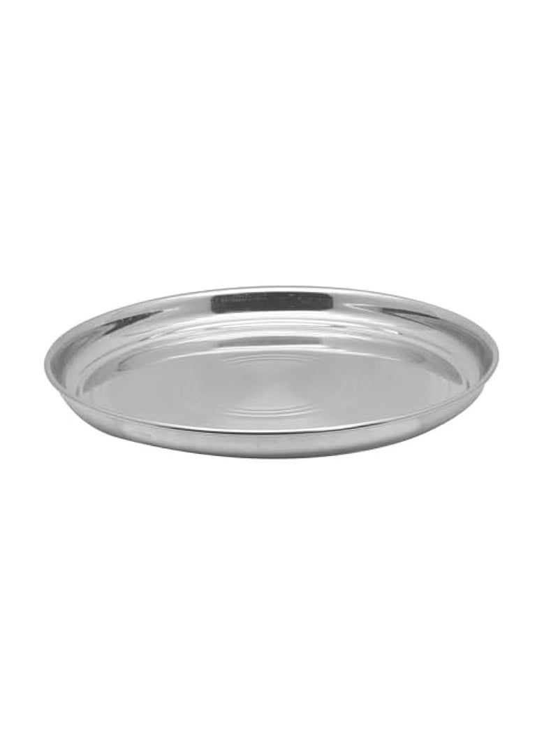 STAINLESS STEEL SILVER TOUCH THALA DINNER PLATE, 35 CM , SILVER, STT016, DINNER PLATE , SERVEWARE , SERVING PLATE , RICE PLATE - Grey