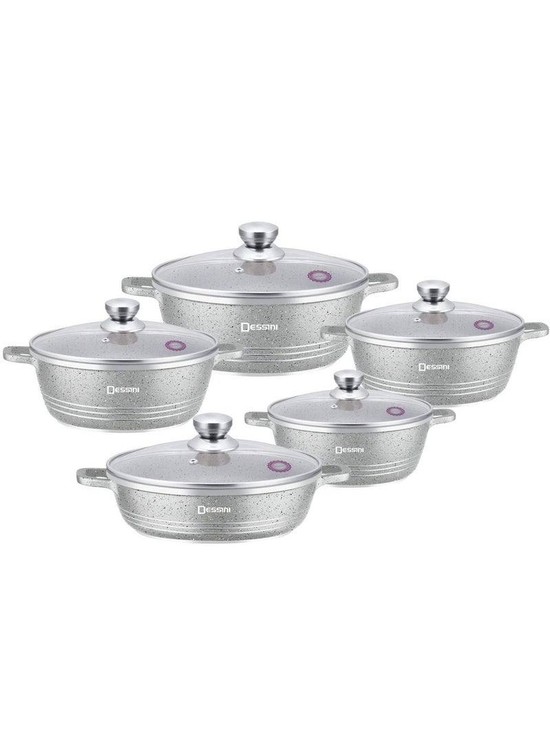 Dessini 10-Piece Non Stick Premium Granite Cookware Set - (Multicolour)