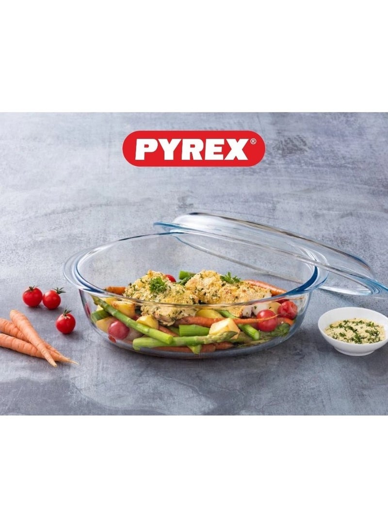 Pyrex Essential Casseroles Oval 4L - Versatile Borosilicate Glass Dish for Baking, Roasting, and Serving