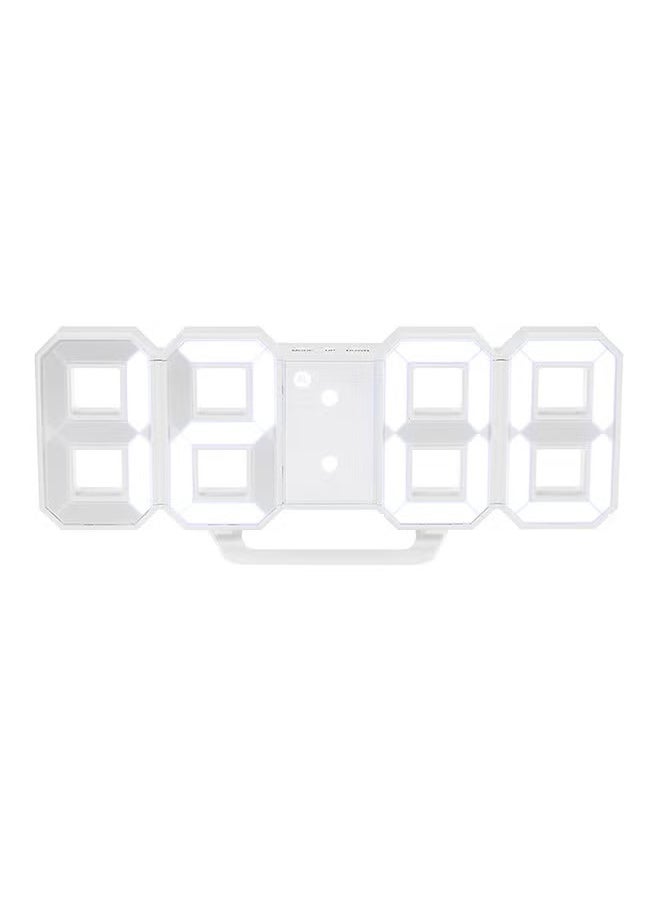 Multifunctional LED Digital Wall Clock 12H/24H Time Display With Alarm Plastic White 22x9.3x4.5cm