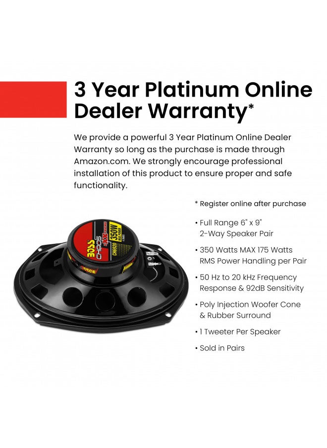 BOSS Audio Systems CH6930 Chaos Series 6 x 9 Inch Car Stereo Door Speakers - 400 Watts Max, 3 Way, Full Range Audio, Tweeters, Coaxial, Sold in Pairs