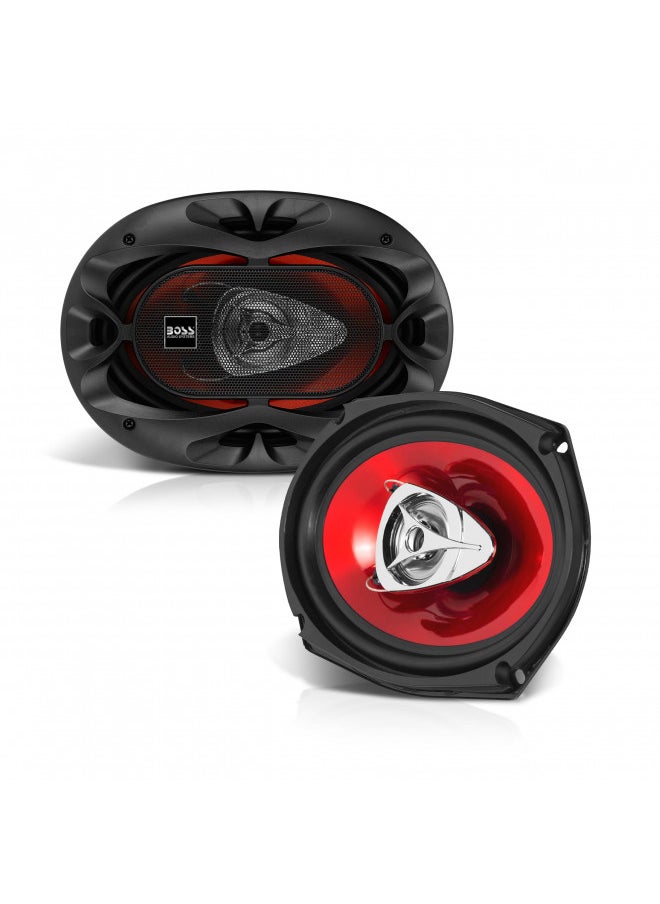 BOSS Audio Systems CH6930 Chaos Series 6 x 9 Inch Car Stereo Door Speakers - 400 Watts Max, 3 Way, Full Range Audio, Tweeters, Coaxial, Sold in Pairs