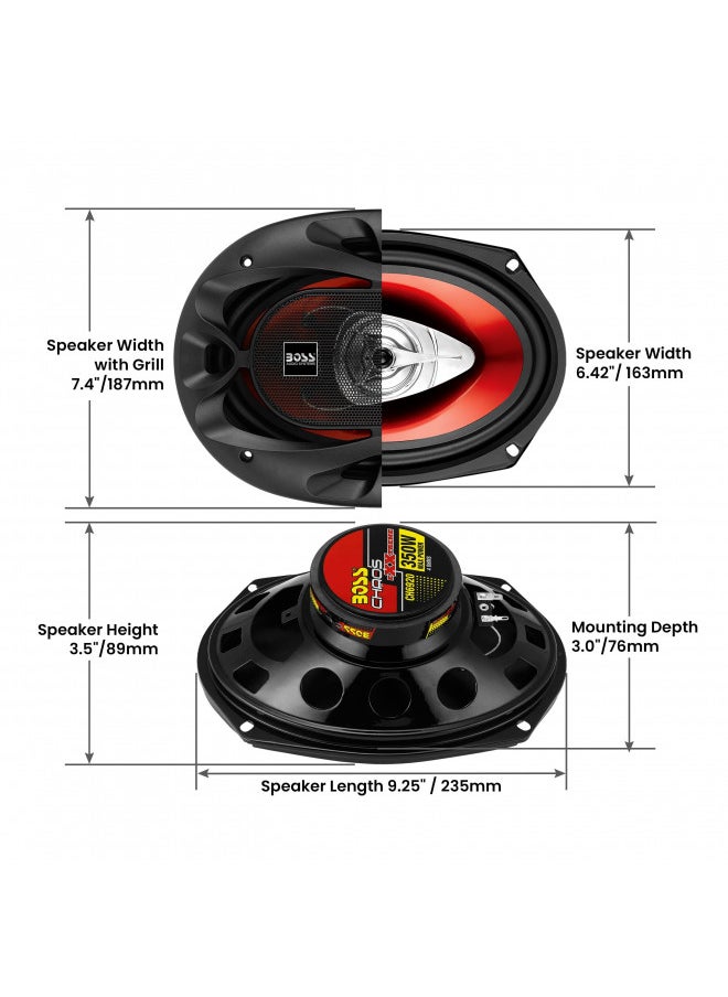 BOSS Audio Systems CH6930 Chaos Series 6 x 9 Inch Car Stereo Door Speakers - 400 Watts Max, 3 Way, Full Range Audio, Tweeters, Coaxial, Sold in Pairs