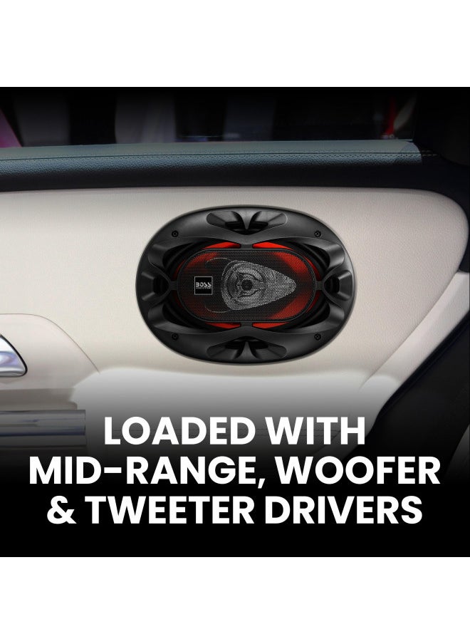 BOSS Audio Systems CH6930 Chaos Series 6 x 9 Inch Car Stereo Door Speakers - 400 Watts Max, 3 Way, Full Range Audio, Tweeters, Coaxial, Sold in Pairs