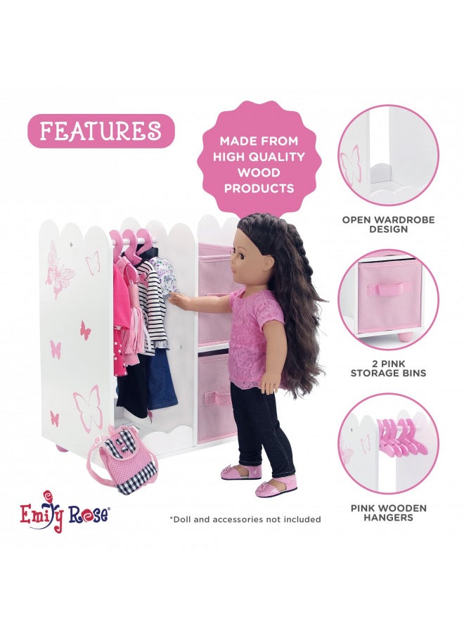 Emily Rose Doll Furniture | USA Business | 18 Inch Doll Clothes Closet Accessory - Wooden Doll Accessories Toy Playsets | 5 Free Wooden 18