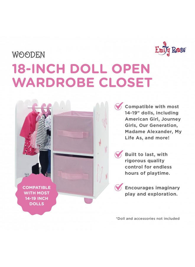 Emily Rose Doll Furniture | USA Business | 18 Inch Doll Clothes Closet Accessory - Wooden Doll Accessories Toy Playsets | 5 Free Wooden 18