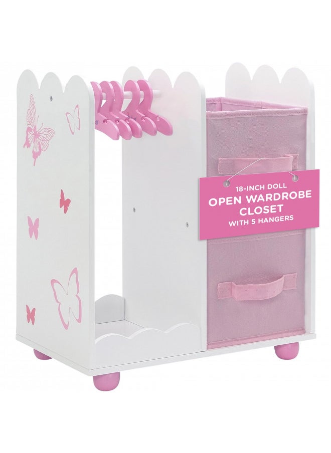 Emily Rose Doll Furniture | USA Business | 18 Inch Doll Clothes Closet Accessory - Wooden Doll Accessories Toy Playsets | 5 Free Wooden 18