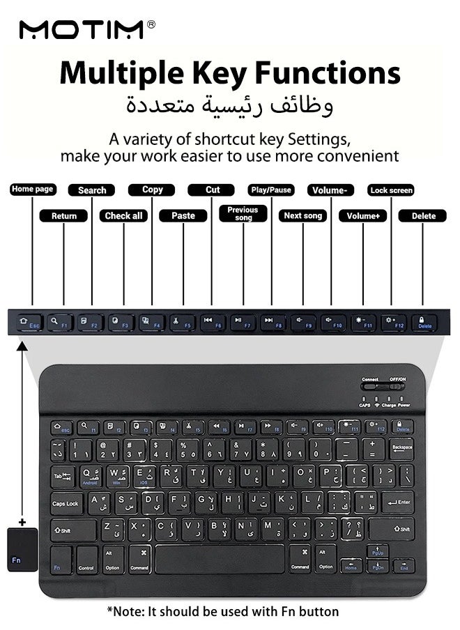 Bluetooth Keyboard and Mouse Combo, Arabic Layout, Portable Compact Wireless Mouse Keyboard Set for Android Windows Tablet Cell Phone iPhone iPad Pro Air Mini, iPad OS/iOS 13 and above