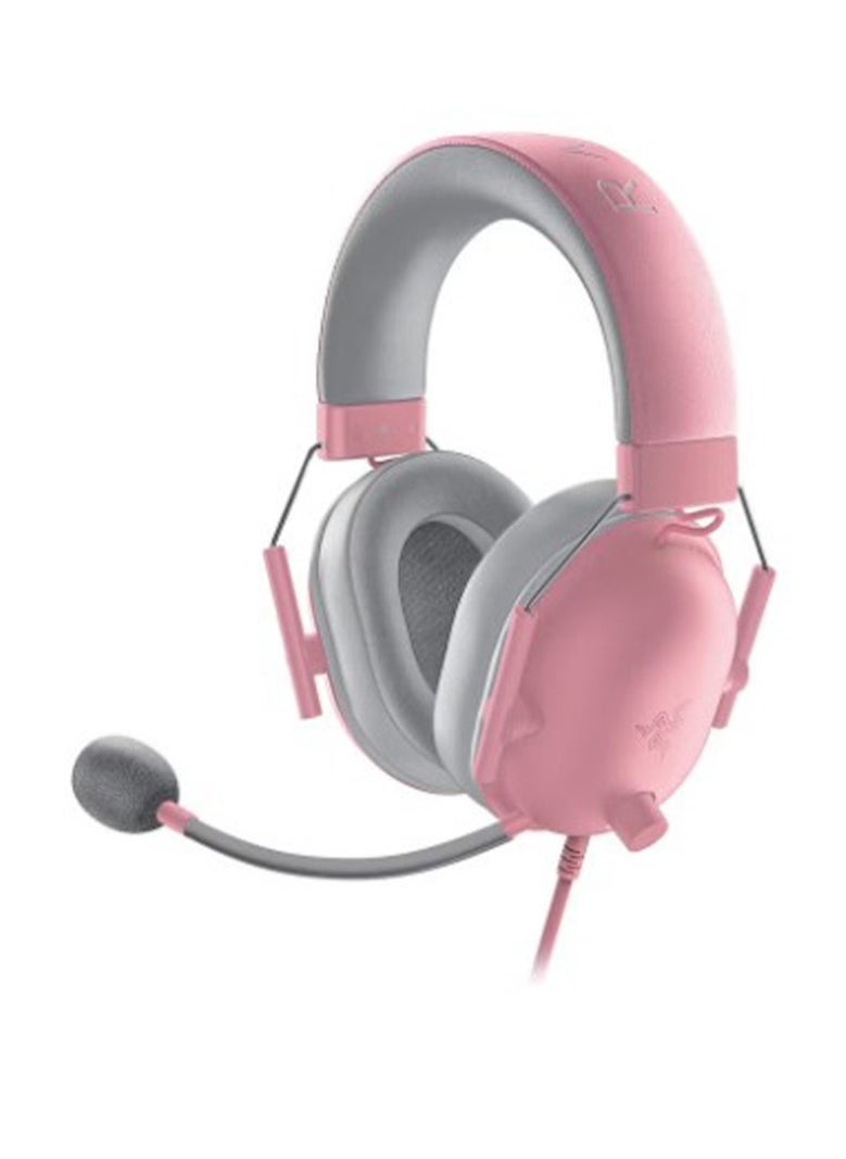 BlackShark V2 X Gaming Headset, 7.1 Surround Sound Capable, TriForce 50mm Drivers, 3.5mm Jack, Breathable Memory Foam Cushion, For PC, PS4, Nintendo Switch, Quartz Pink | RZ04-03240800-R3M1