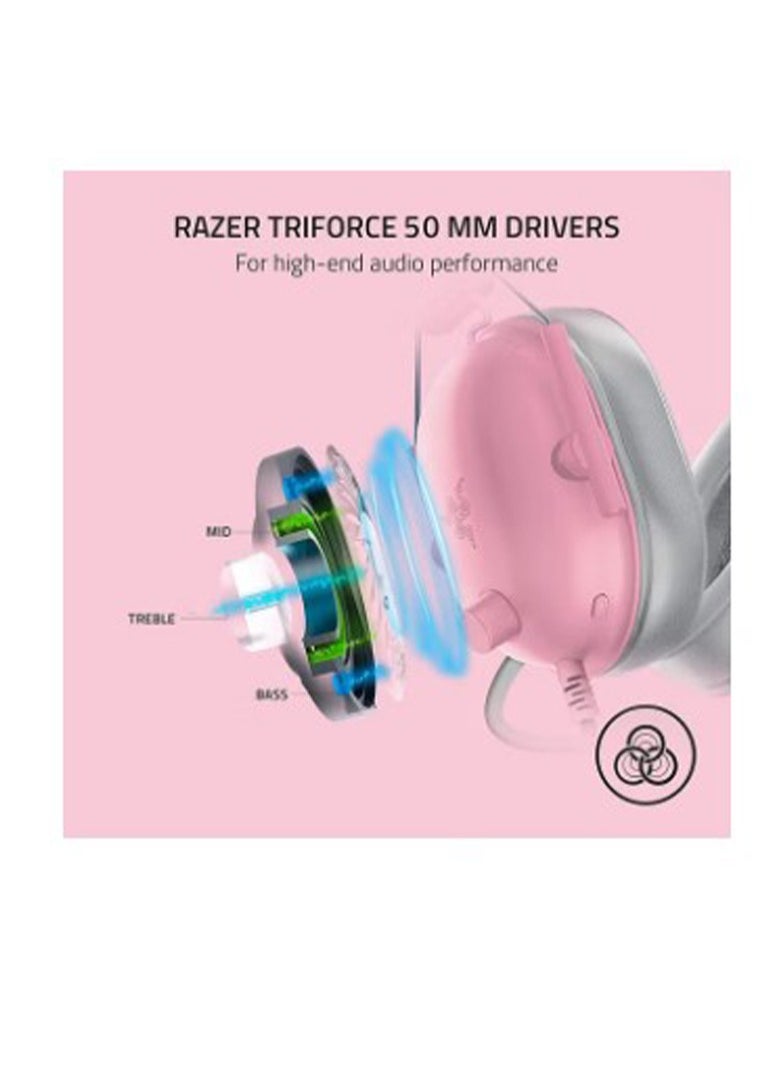 BlackShark V2 X Gaming Headset, 7.1 Surround Sound Capable, TriForce 50mm Drivers, 3.5mm Jack, Breathable Memory Foam Cushion, For PC, PS4, Nintendo Switch, Quartz Pink | RZ04-03240800-R3M1