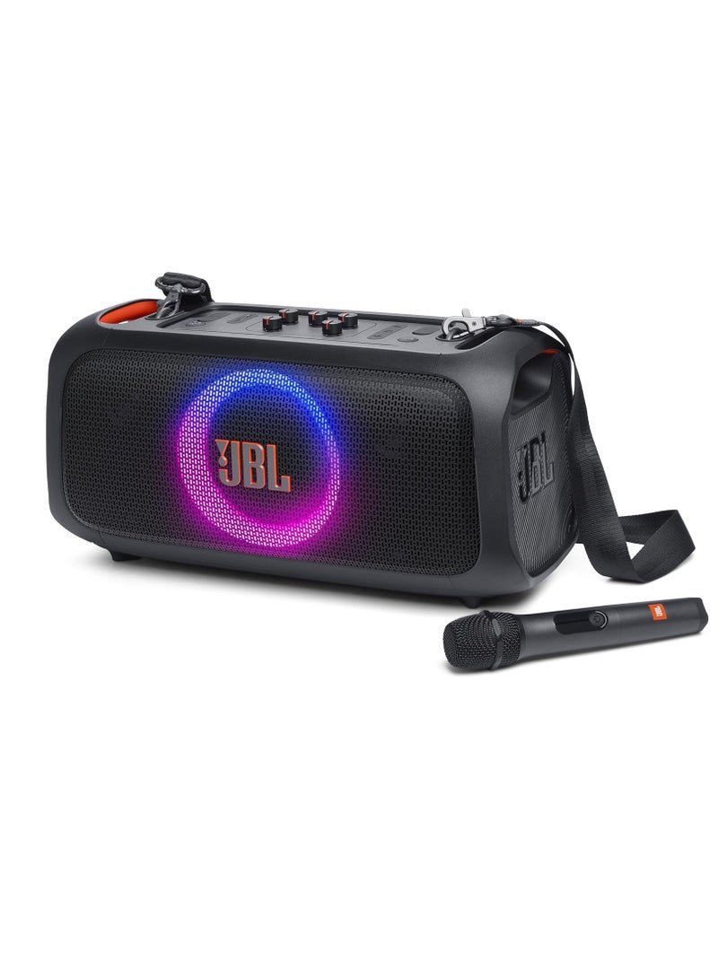 Partybox On-The-Go Essential Portable Party Speaker With Built-In Lights And Wireless Mic Black