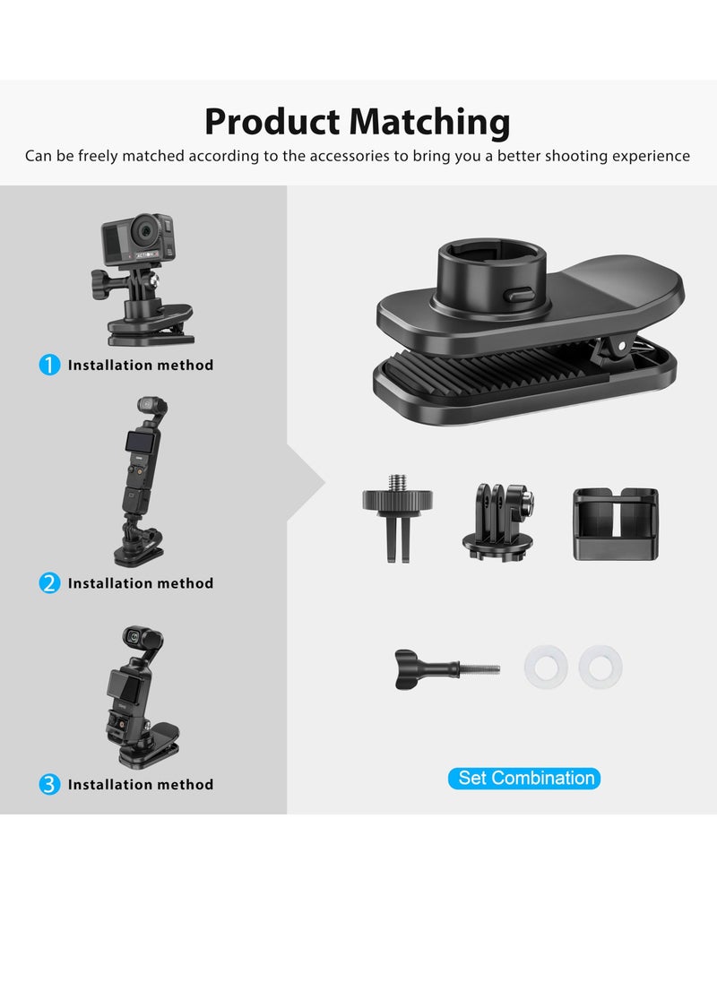 Accessories Kit for DJI OSMO Pocket 3 360° Rotation Backpack Clip Mount Shoulder Strap Accessories Multifunctional magnetic backpack clip for camera for DJI Pocket 3 OSMO Pockt Action Cameras