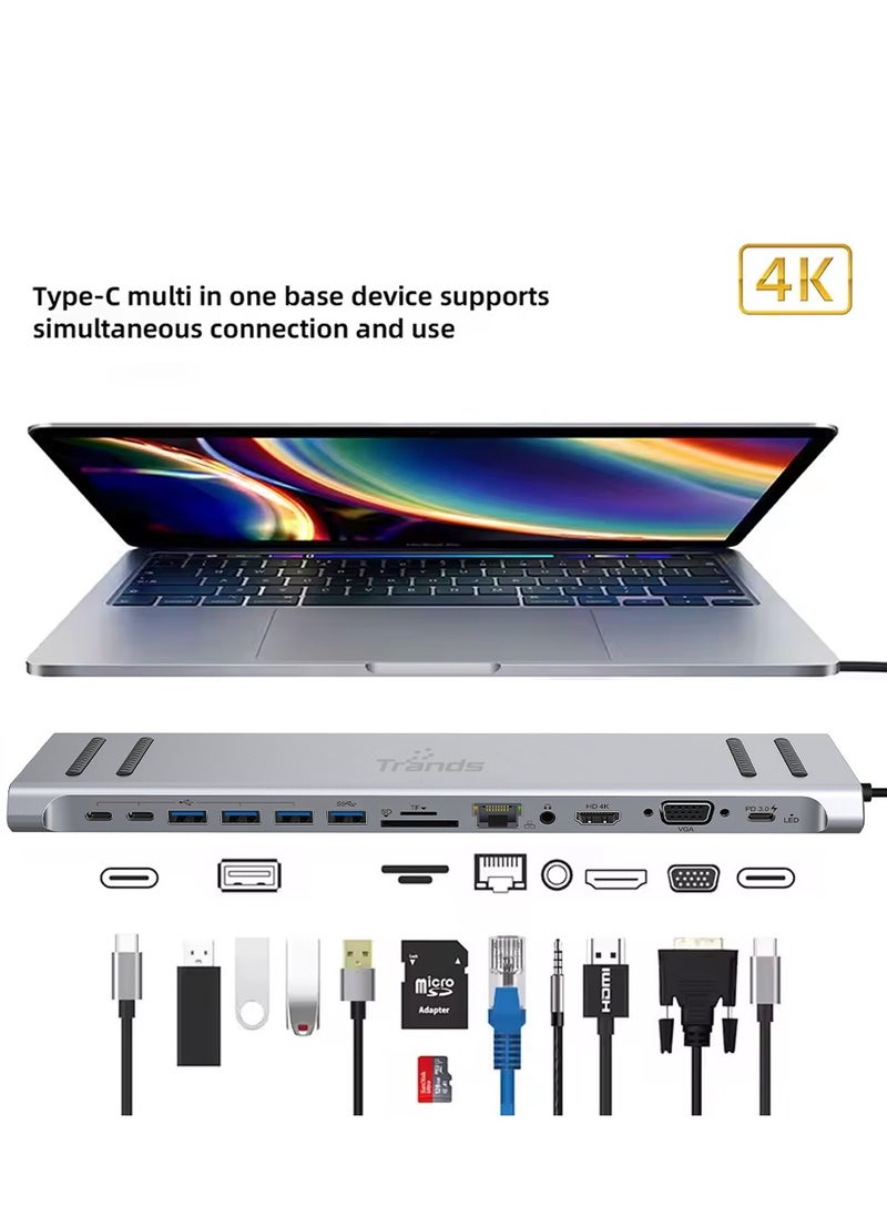 Trands Original 14 in 1 USB-C Docking Station Multifunctional Type-C Hub Adapter HB7587