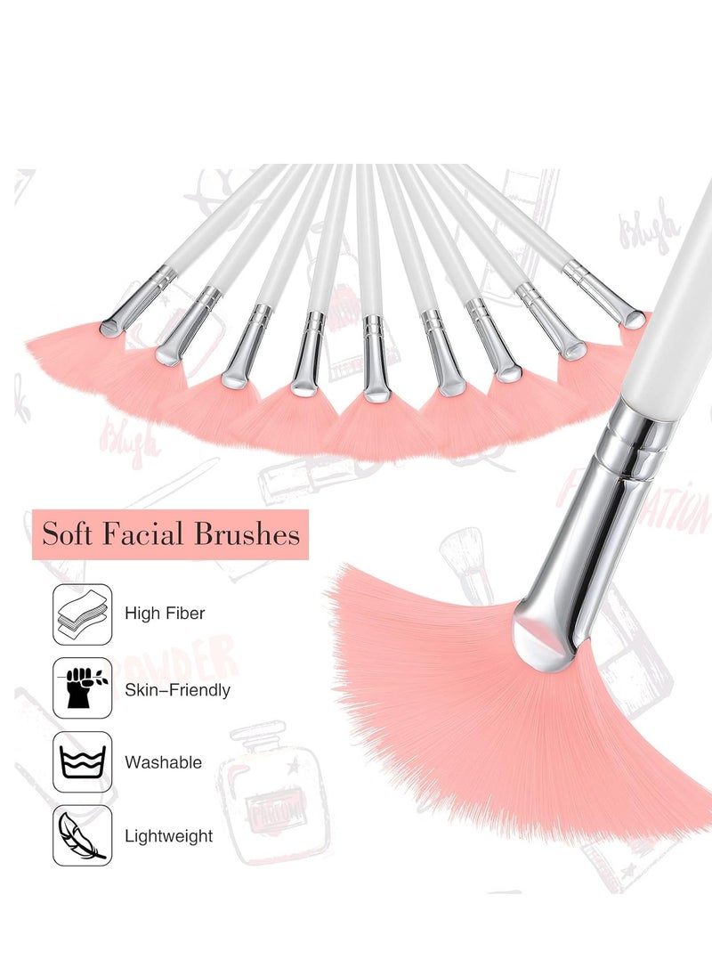 6 Pieces Fan Mask Brushes Soft Fan Facial Mask Applicator Tools Brush Makeup Brushes Cosmetic Tools with Handle for Peel Mask Makeup Women(Pink Hair)