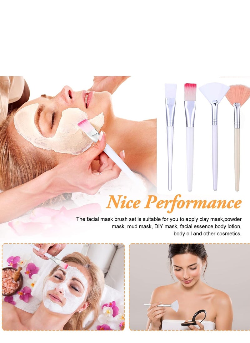 32 Pcs Face Mask Fan Brush Applicator Set Soft Fan Brush Flat Head Facial Brush Esthetician Mask Brush Cosmetic Makeup Tools for Eyelash Extension Peel Mud Clay Mask Cream (Pink)