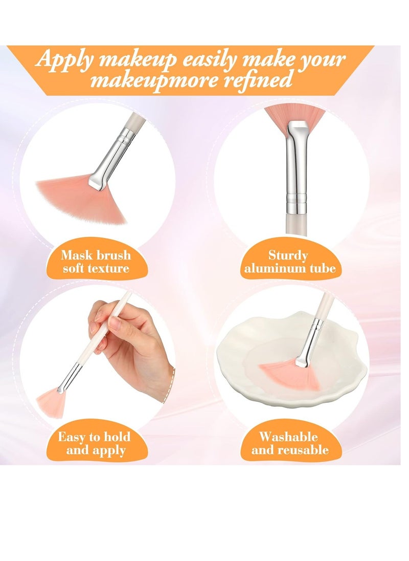 32 Pcs Face Mask Fan Brush Applicator Set Soft Fan Brush Flat Head Facial Brush Esthetician Mask Brush Cosmetic Makeup Tools for Eyelash Extension Peel Mud Clay Mask Cream (Pink)