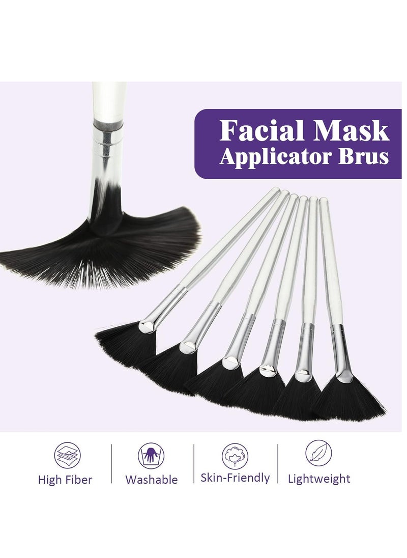 6 Pieces Fan Mask Brushes Soft Fan Facial Mask Applicator Tools Brush Makeup Brushes Cosmetic Tools with Handle for Peel Mask Makeup Women(Black Hair)