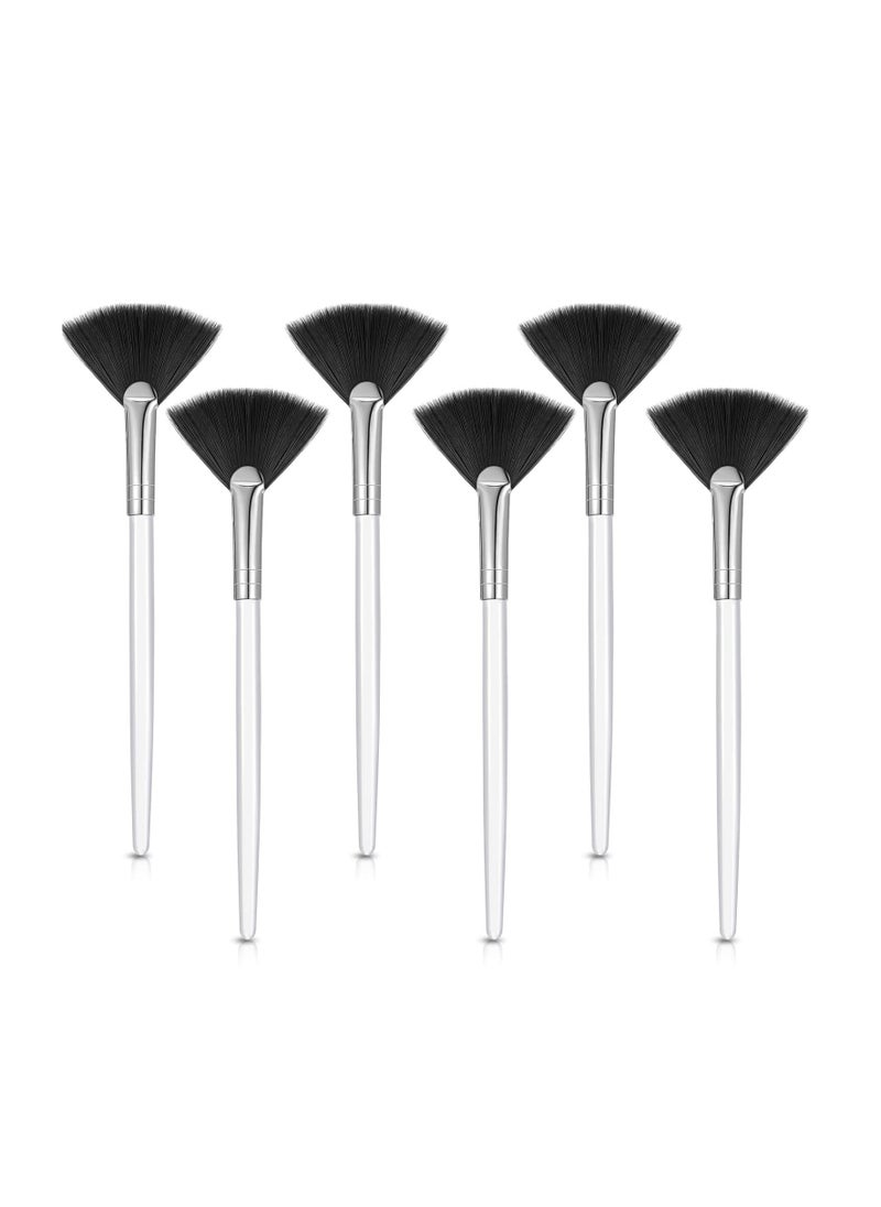 6 Pieces Fan Mask Brushes Soft Fan Facial Mask Applicator Tools Brush Makeup Brushes Cosmetic Tools with Handle for Peel Mask Makeup Women(Black Hair)