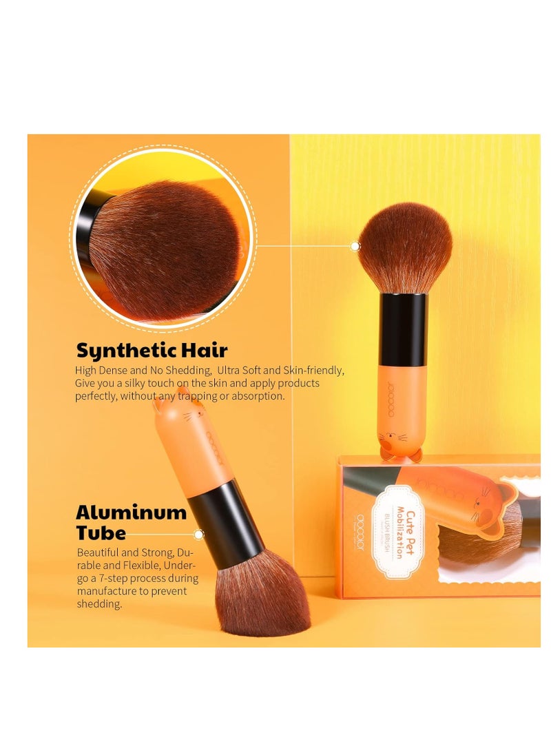 Docolor Blush Powder Brush Premium Synthetic Hairs Makeup Brushes Face Kabuki Foundation Coverage Mineral Bronzer Buffing Tapered Brush, Orange CAT Blush Brush