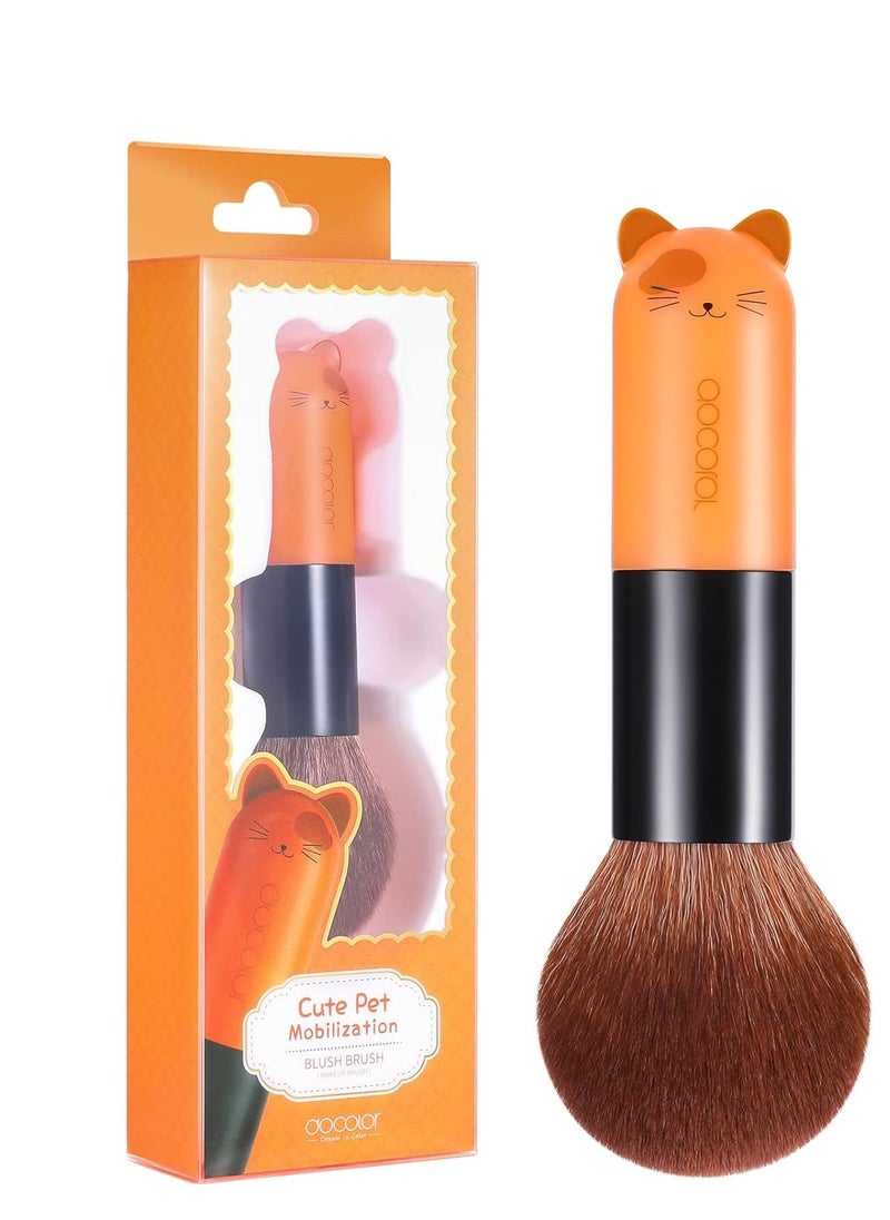 Docolor Blush Powder Brush Premium Synthetic Hairs Makeup Brushes Face Kabuki Foundation Coverage Mineral Bronzer Buffing Tapered Brush, Orange CAT Blush Brush