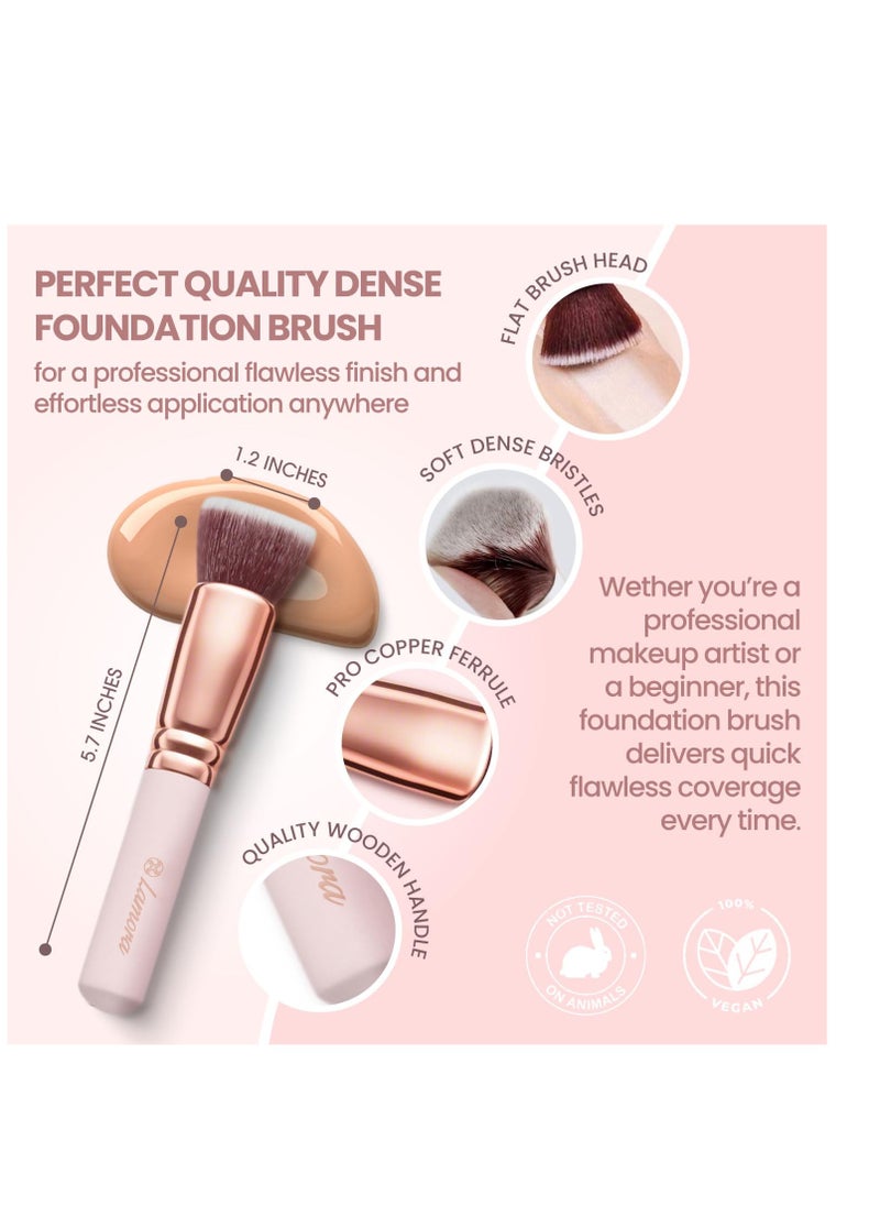 LAMORA Foundation Brush for Liquid Makeup - Kabuki Face Brush for Cream, Powder, Blush, and Concealer - Flat Top Blending, Buffing, Stippling Brush