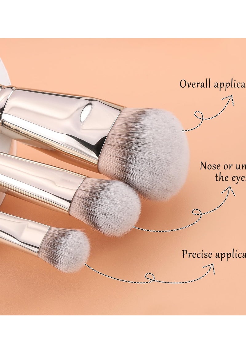 TEOYALL Flat Angled Brushes, Flawless Foundation Brush Under Eye Concealer Brush Bronzer Brush with Liquid Cream Powder