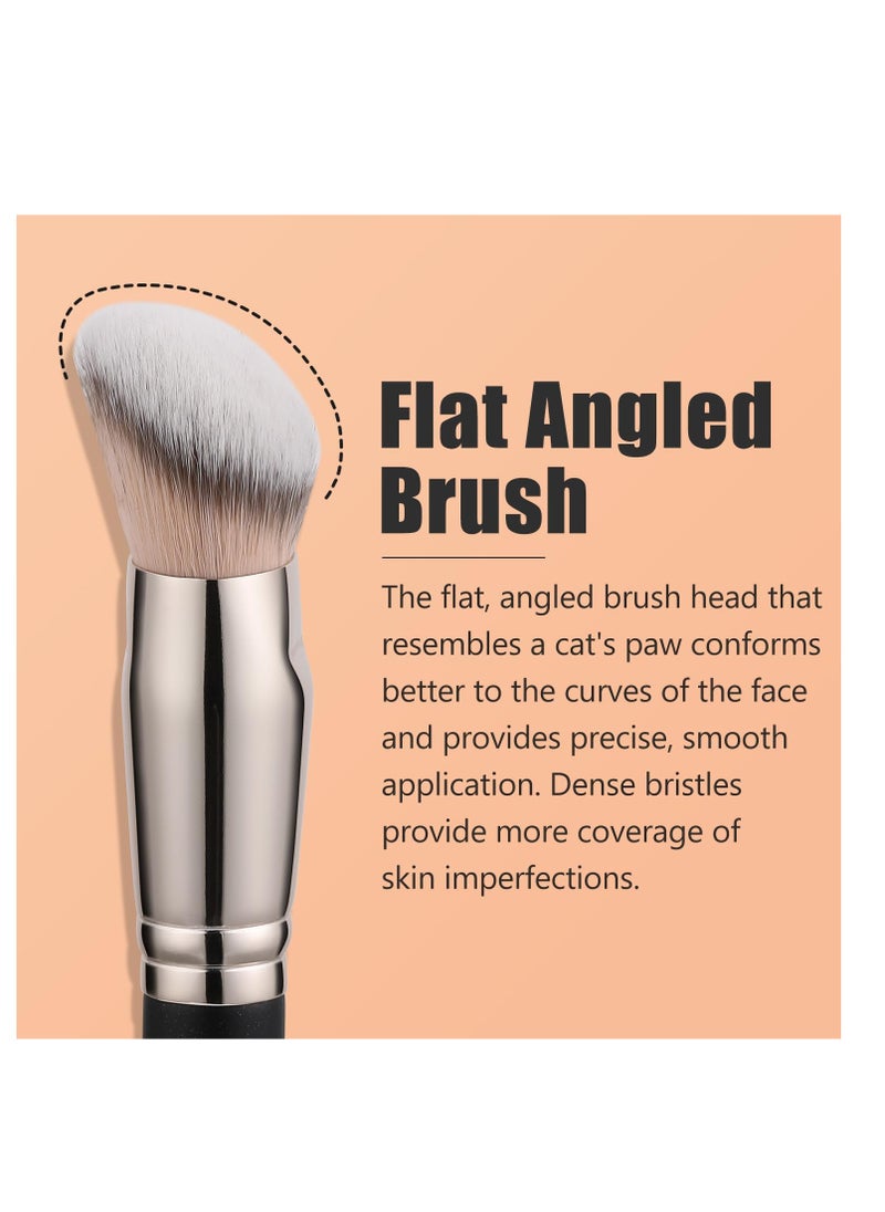 TEOYALL Flat Angled Brushes, Flawless Foundation Brush Under Eye Concealer Brush Bronzer Brush with Liquid Cream Powder