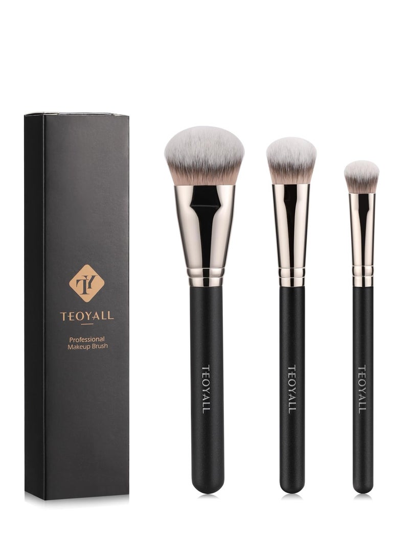 TEOYALL Flat Angled Brushes, Flawless Foundation Brush Under Eye Concealer Brush Bronzer Brush with Liquid Cream Powder