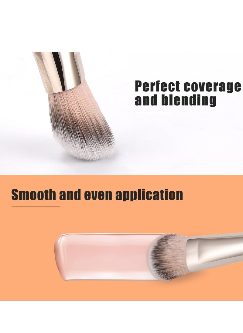 TEOYALL Flat Angled Brushes, Flawless Foundation Brush Under Eye Concealer Brush Bronzer Brush with Liquid Cream Powder