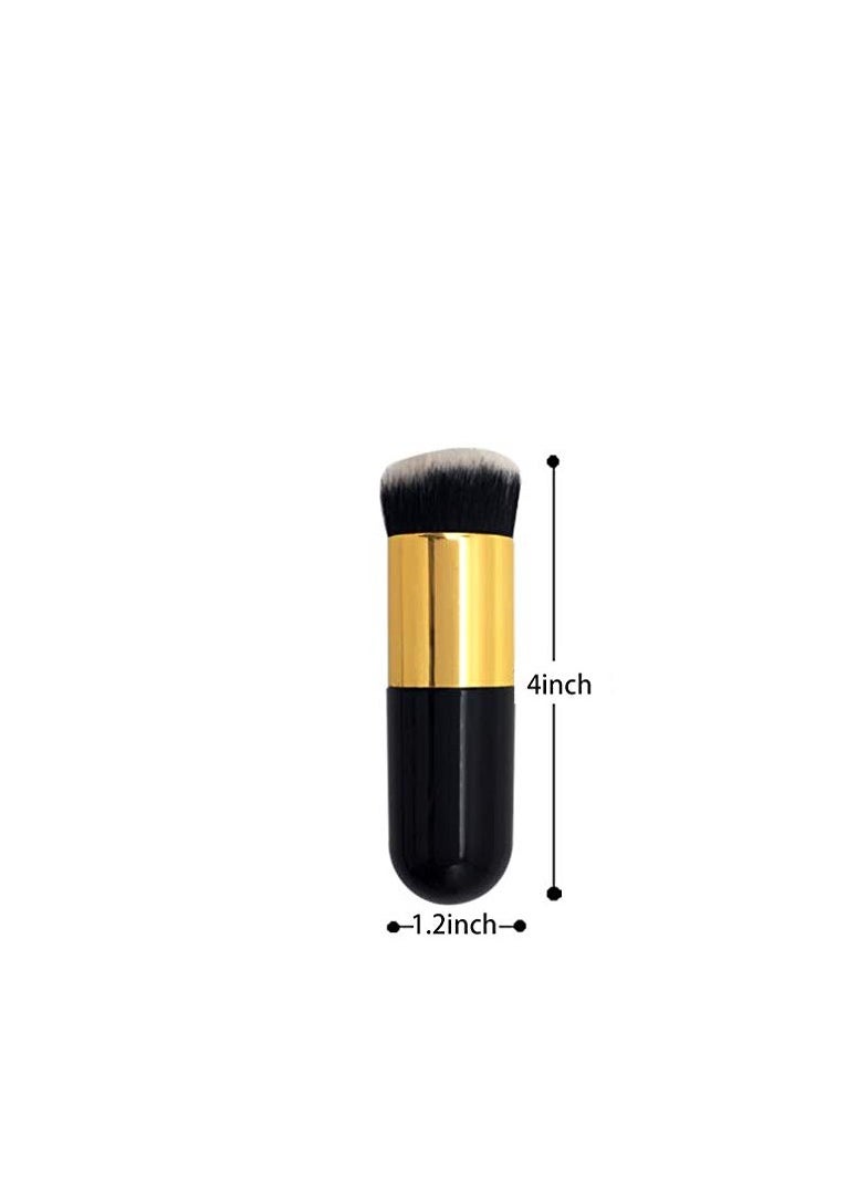 2 Pieces Foundation Brush, Chubby Makeup Brush, Suit For Blending Liquid, Cream or Flawless Powder Cosmetics(Golden & Silver)