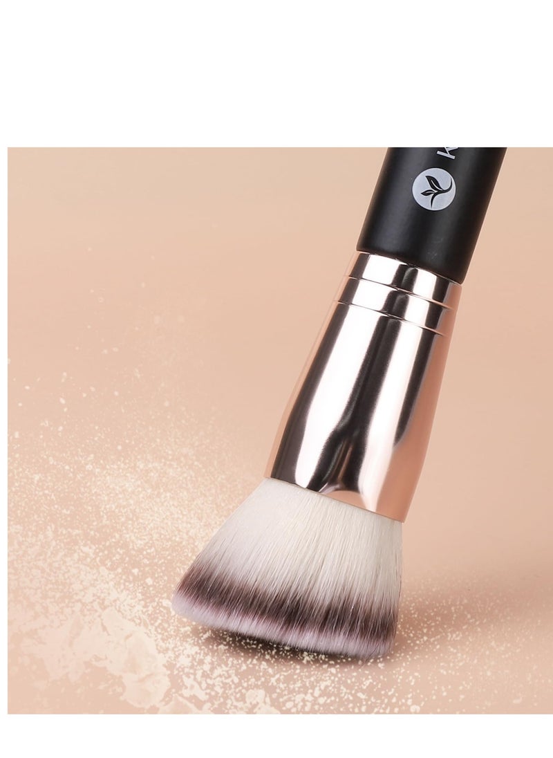 KINGMAS Foundation Makeup Brushes, 2Pcs Premium Double-Ended Makeup Brush (Flat/Angled/Angled Round/Tapered Top) for Buffing Liquid, Cream, Powder, Blending Face Brush