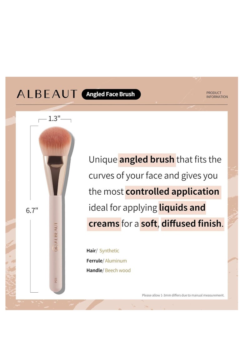 Liquid Blush Brush Angled for Cheek Makeup,Cream Foundation Contour Bronzer highlight Blending, Angled Face Makeup Tool (Multitask Face Brush)