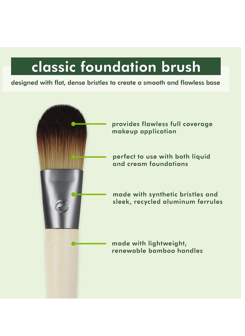 EcoTools Classic Foundation Face Brush, For Liquid, & Cream Foundation, Flat Foundation Brush, Makeup Brush For Natural Makeup, Buildable Coverage, Synthetic Bristles, Cruelty- Free, 1 Count