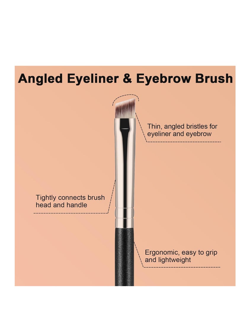 TEOYALL Flat Angled Eyeliner Brush, Soft Thin Slanted Synthetic Bristles Precision Eyebrow Brush For Brow Powder Gel Eye Liner