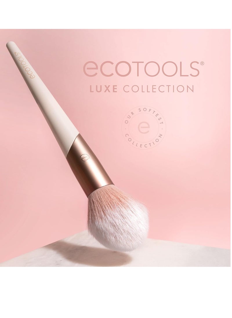 EcoTools Luxe Plush Powder Makeup Brush for Blush & Bronzer, Works Best With Powder Makeup, Luxurious and Glamorous, Eco-Friendly Premium Makeup Brush, Synthetic Bristles, Pink, 1 Count