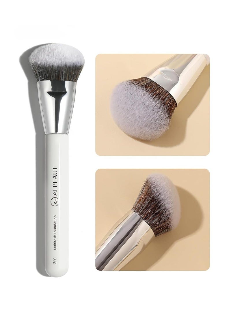 201 Angled Foundation Brush for Flawless Makeup Application Professional Liquid, Cream Powder Foundation Brush with Dense Bristles - Contoured for Precise Blending and Buffing