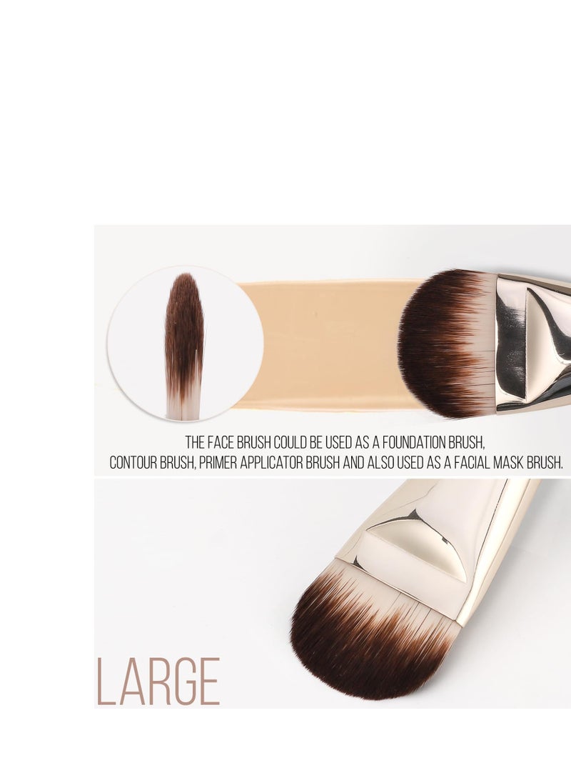 KINGMAS 2Pcs Foundation Makeup Brush, Premium Under Eye Nose Contour Brush, Flat Tongue-Shape Concealer Makeup Brush for Liquid Cream Foundation Powder Buffing Blending