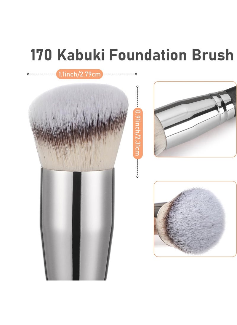 TEOYALL Angled Kabuki Foundation Brush, Dense Synthetic Contour Brush for Bronzer Liquid Foundation Cream Powder Blending Buffing Stippling Brush (170)