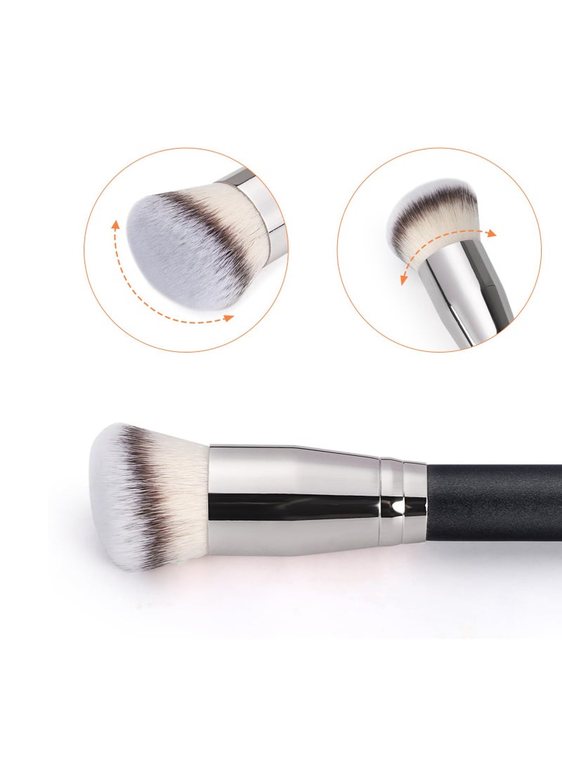 TEOYALL Angled Kabuki Foundation Brush, Dense Synthetic Contour Brush for Bronzer Liquid Foundation Cream Powder Blending Buffing Stippling Brush (170)