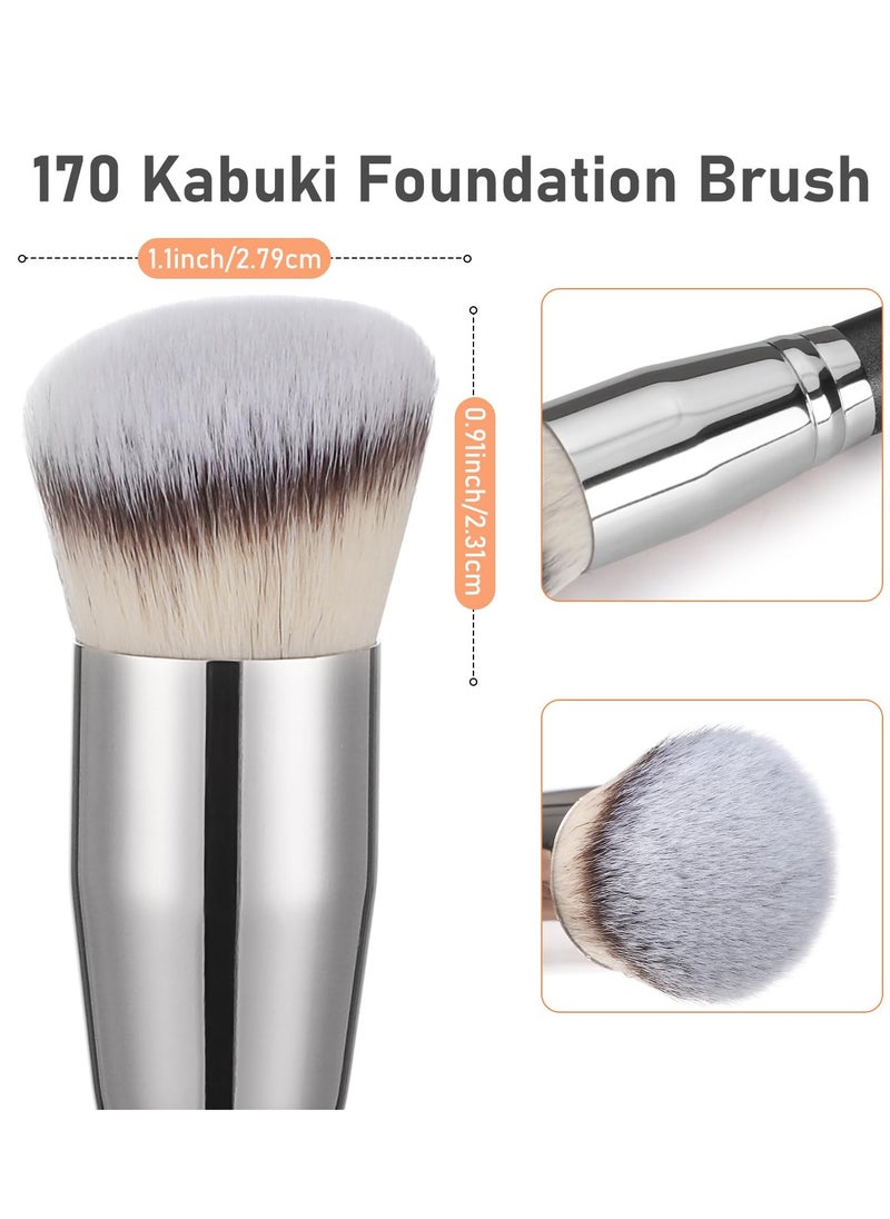 TEOYALL Angled Kabuki Foundation Brush, Dense Synthetic Contour Brush for Bronzer Liquid Foundation Cream Powder Blending Buffing Stippling Brush (170)