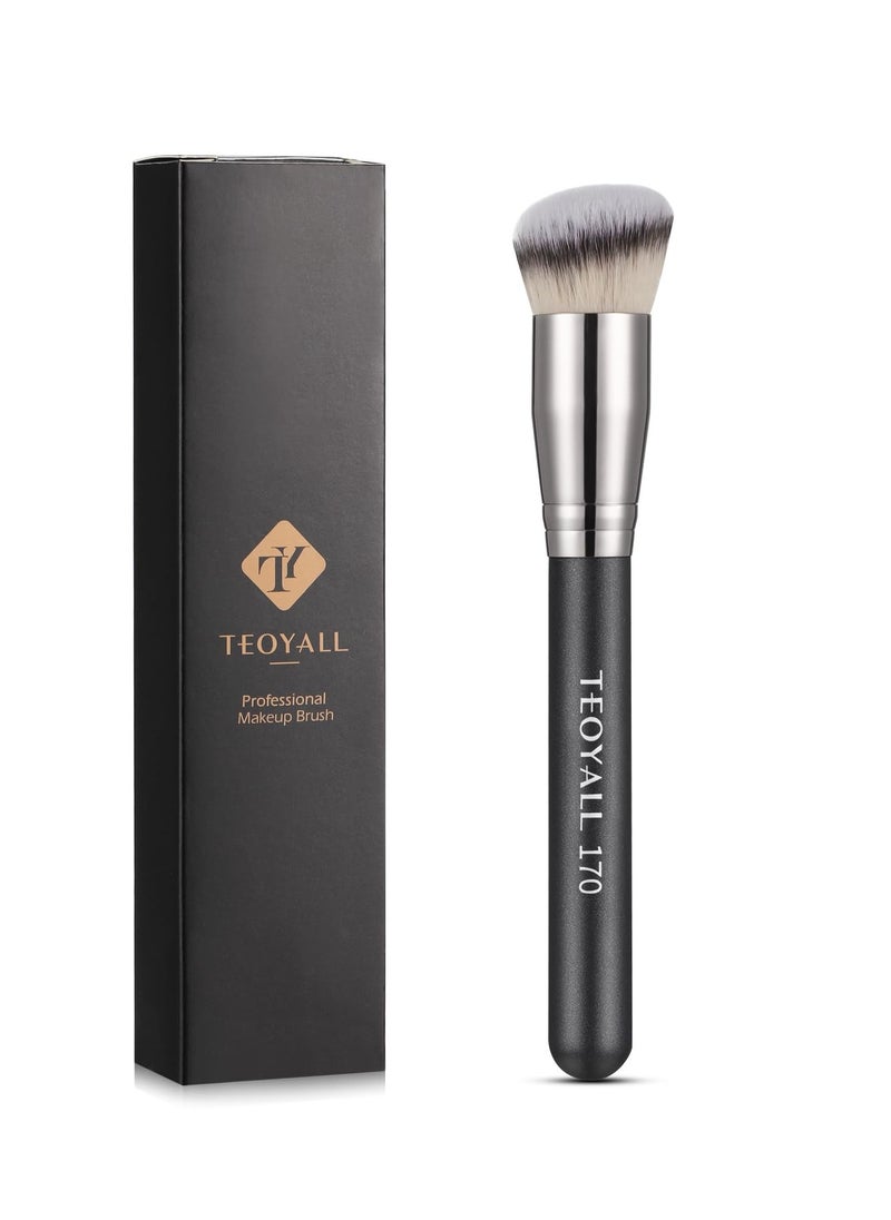 TEOYALL Angled Kabuki Foundation Brush, Dense Synthetic Contour Brush for Bronzer Liquid Foundation Cream Powder Blending Buffing Stippling Brush (170)