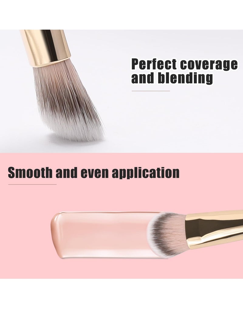 TEOYALL Flat Angled Foundation Brush, Large Dense Synthetic Bristles Kabuki Brush for Base Makeup with Liquid Cream Powder