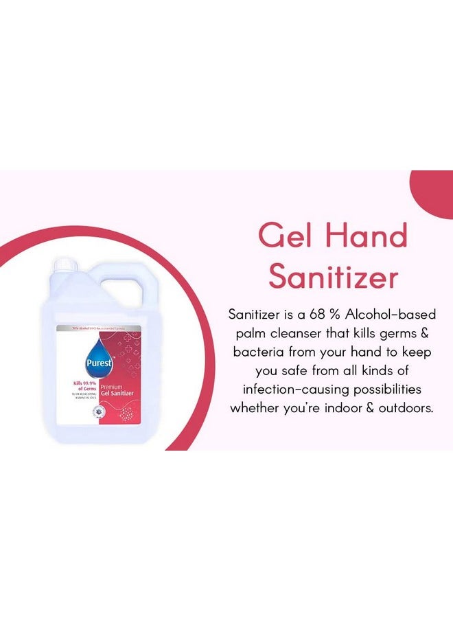 Advanced Premium Gel Sanitizer Hand Sanitizer Liquid 68% Alcohol-Based Kills 99.9% Of Germs Without Soap And Water 5 Litre Net 5000 Ml Refill Pack Can, (Who Recommended Formula)