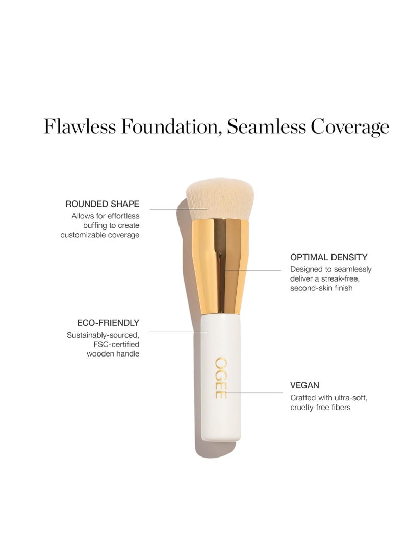 Ogee Foundation Brush - Professional Quality Makeup Brush - Ultra-Soft Base Brush with Vegan Bristles for Flawless Makeup Application - Premium Foundation Brush for Liquid Makeup