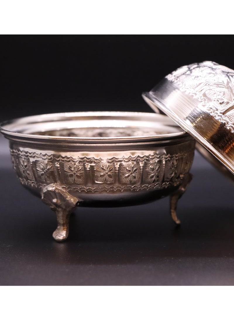 Moroccan Hand Engraved Silver Plated Sugar, Mint, Sweet, Dry Fruit Bowl