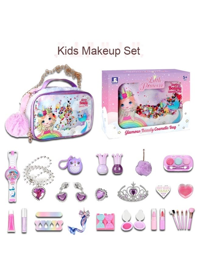 Kids Makeup Kit for Girls, Unicorn Makeup Set, Real Washable Make up Kit for Little Girl Princess Toddler Makeup for Kid Birthday Gifts Unicorn Toys for Girls