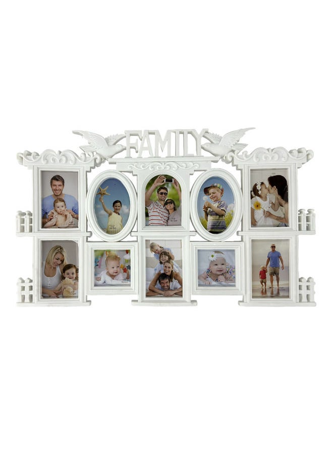 Plastic Family Design Multi Pictures Collage Photo Frame with Wall Mount Display, White Frame, 1-Pc